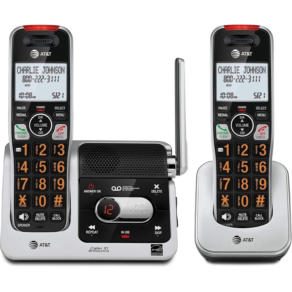 AT&T BL102-2 DECT 6.0 2-Handset Cordless Phone Caller‎ ID Announcer Intercom